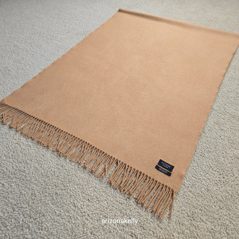 Kiltane of Scotland 100% Cashmere Oversized Scarf Wrap Tan Camel - Picture 5 of 16